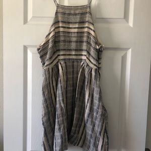 Striped denim halter sundress